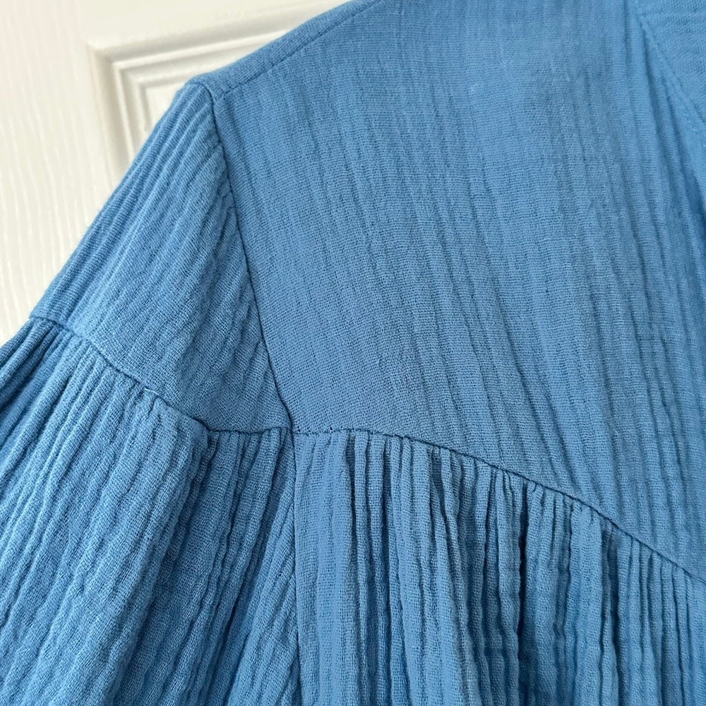 THE SHIRT BY ROCHELLE BEHRENS The Logan Shirt Blue Gauze Size M - Picture 4 of 13